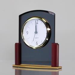 Black Glass and Rosewood Clock - 160mm