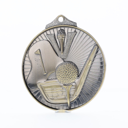 Embossed Golf Medal 52mm Gold