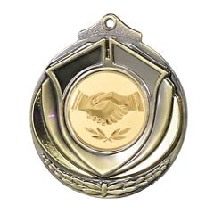 Two Tone Handshake Medal 50mm Gold