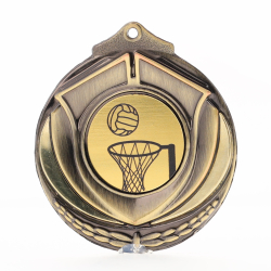 Two Tone Netball Medal 50mm Gold