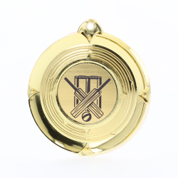Deluxe Cricket Medal 50mm Gold