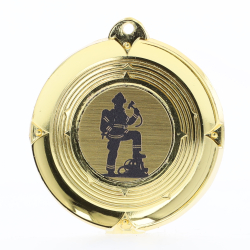 Deluxe Firefighter Medal 50mm Gold
