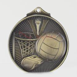 Embossed Netball Medal 52mm Gold