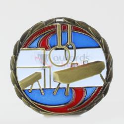 Stained Glass Gymnastics Medal 65mm Gold