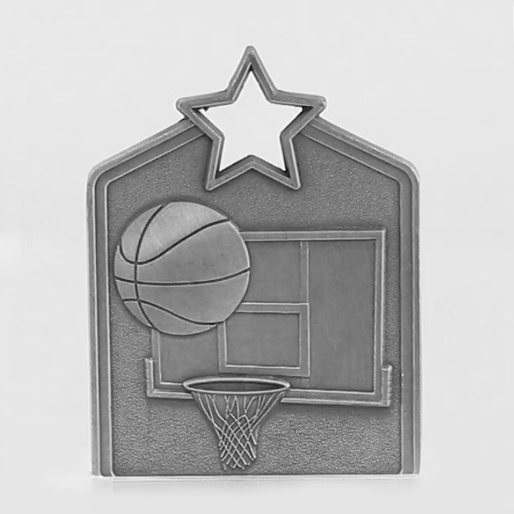 Shield Medal Basketball 60mm Silver
