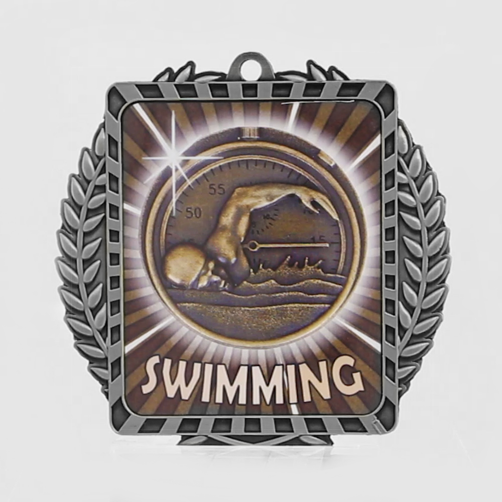 Lynx Wreath Swimming Medal Silver