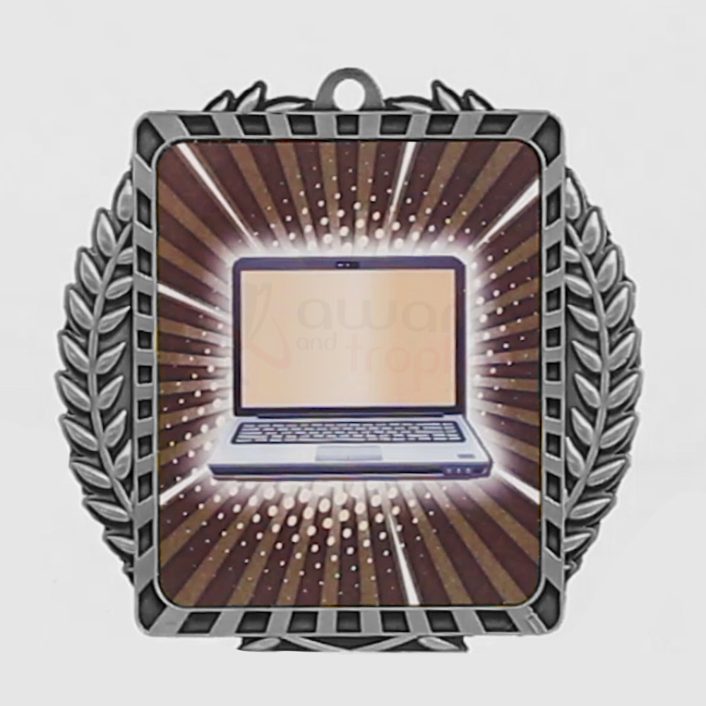 Lynx Wreath Computer Medal Silver 