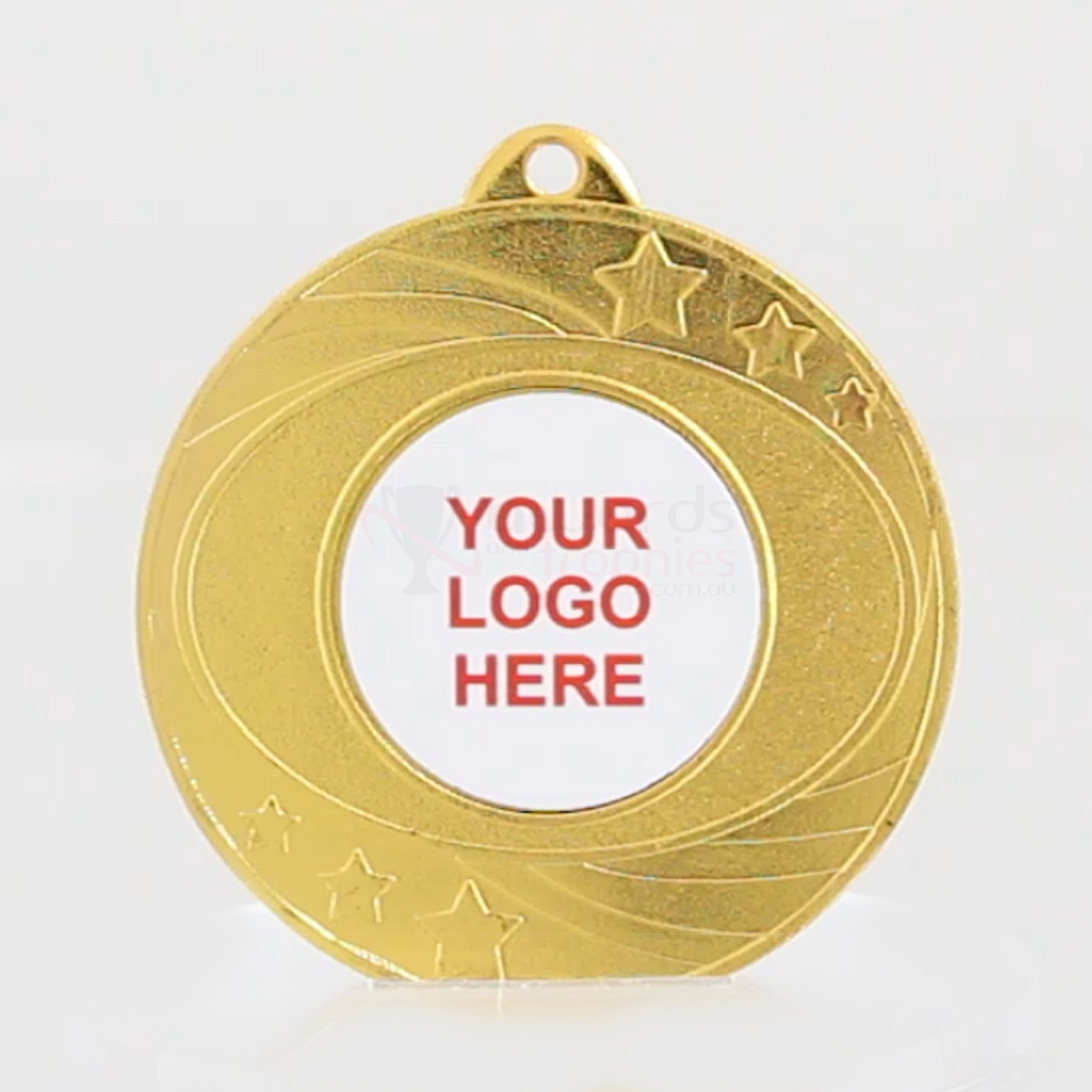 Elliptical Personalised Medal 50mm - Shiny Gold