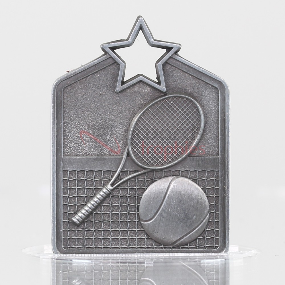 Shield Medal Tennis 60mm Silver 