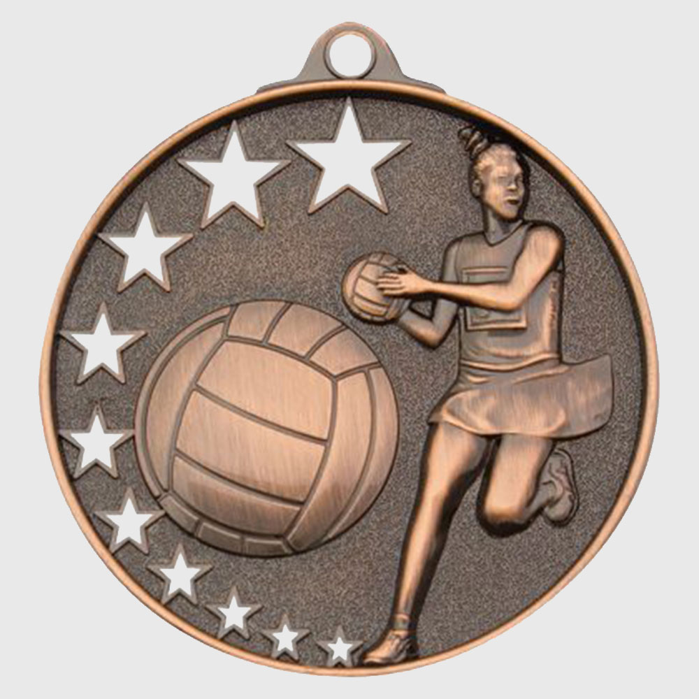 Star Netball Medal 52mm Bronze
