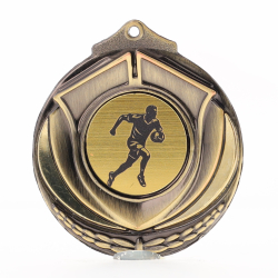 Two Tone Rugby Medal 50mm Gold