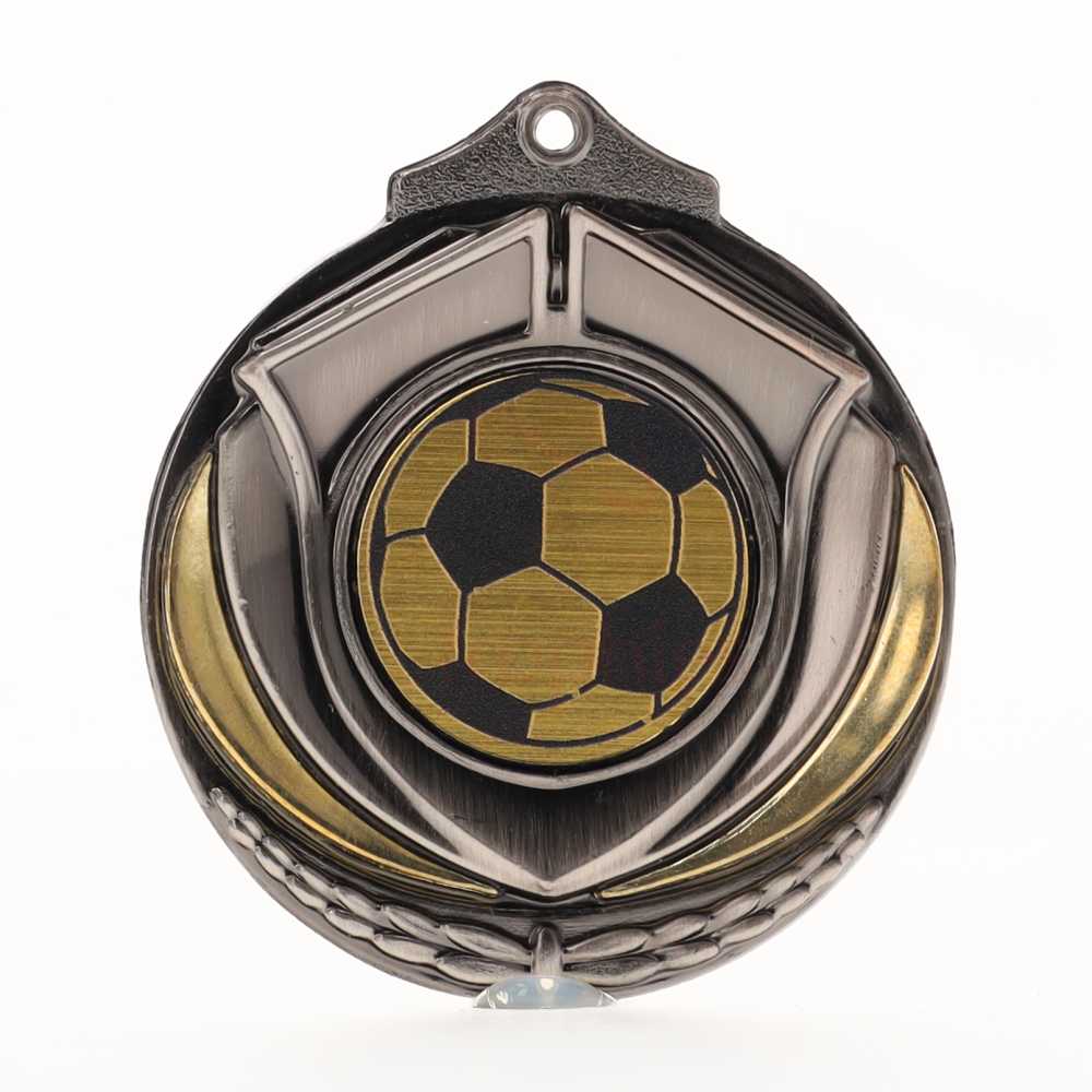 Two Tone Soccer Medal 50mm Silver