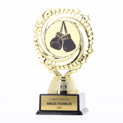 FREE ENGRAVING MARTIAL ARTS KARATE FIST TRIPLE GOLD STAR TROPHY 170mm 3 SIZES 
