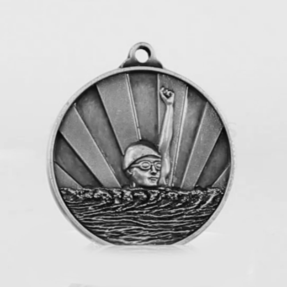 Sunrise Swimming Medal 50mm Silver