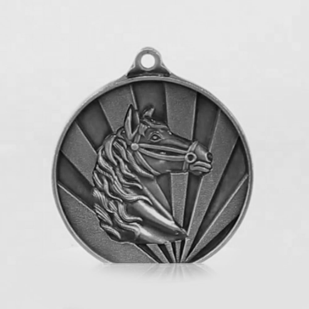 Sunrise Horse Medal 50mm Silver