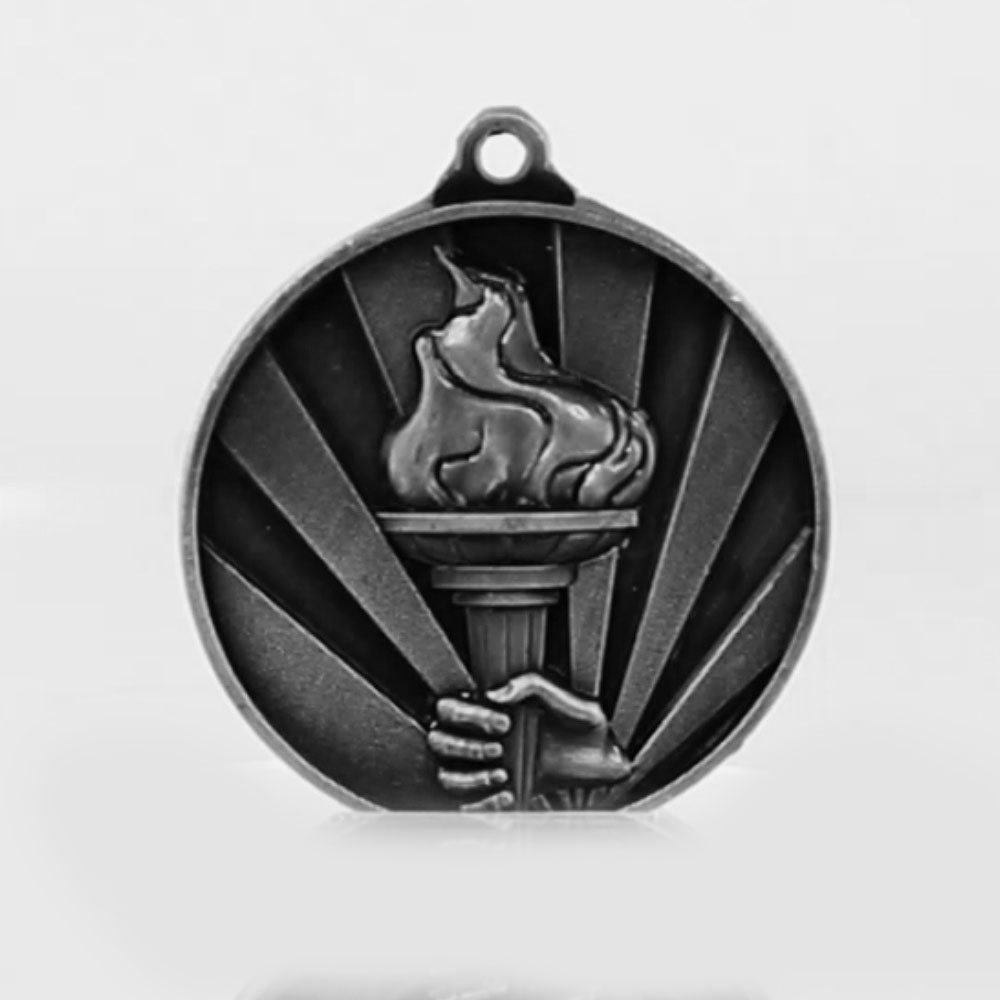 Sunrise Victory Torch Medal 50mm Silver