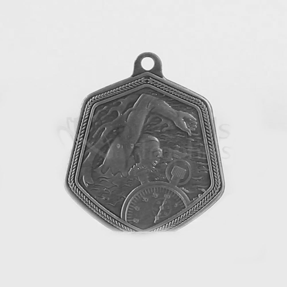 Swimming Falcon Medal Silver 65mm