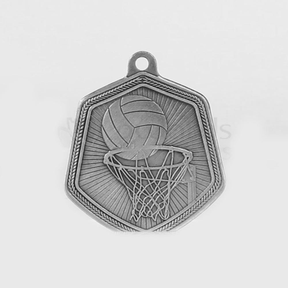 Netball Falcon Medal Silver 65mm
