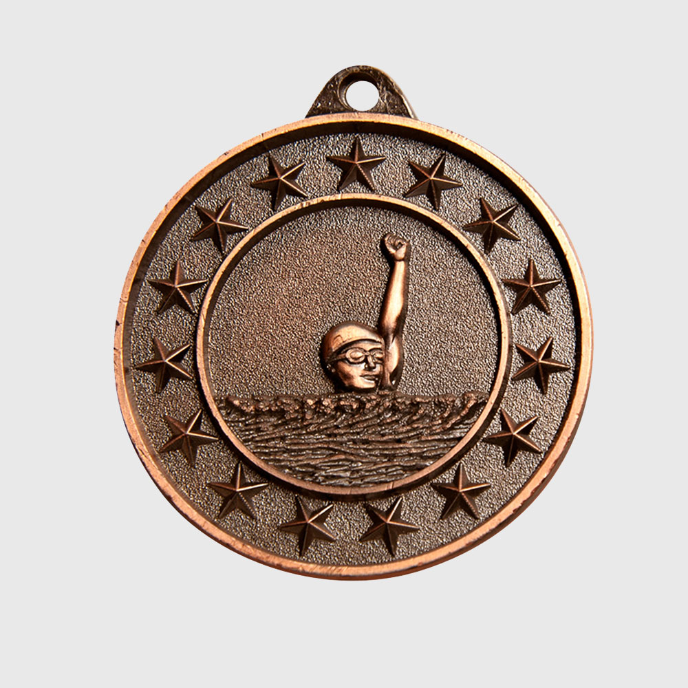 Swimming Starry Medal Bronze 50mm