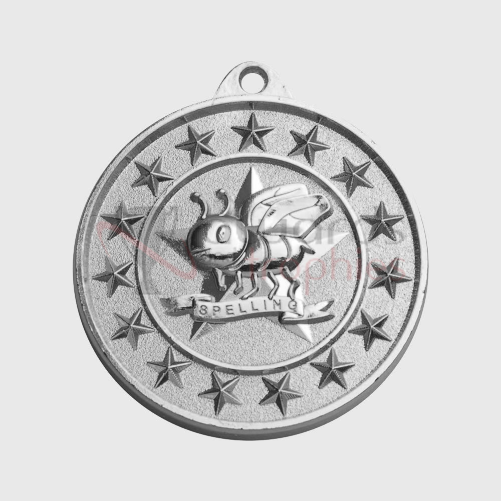 Spelling Starry Medal Silver 50mm