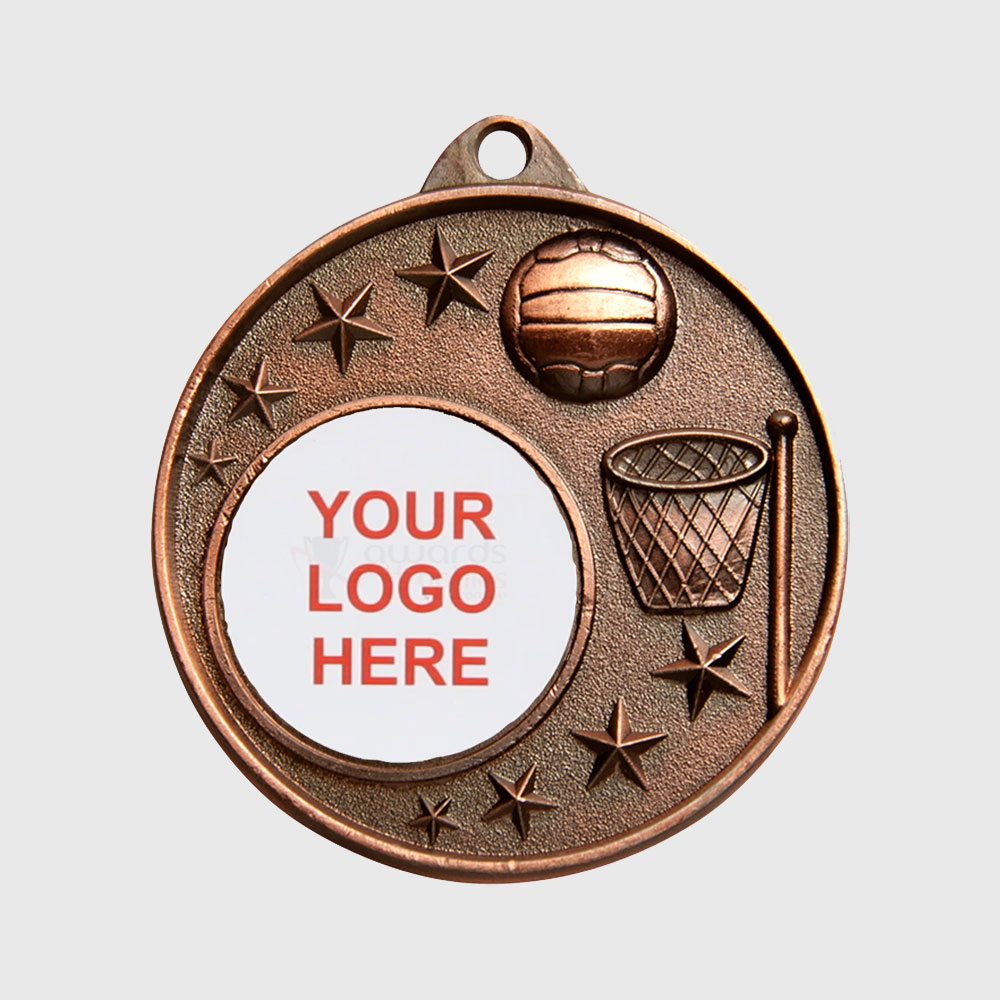Netball Logo Starry Medal Bronze 50mm