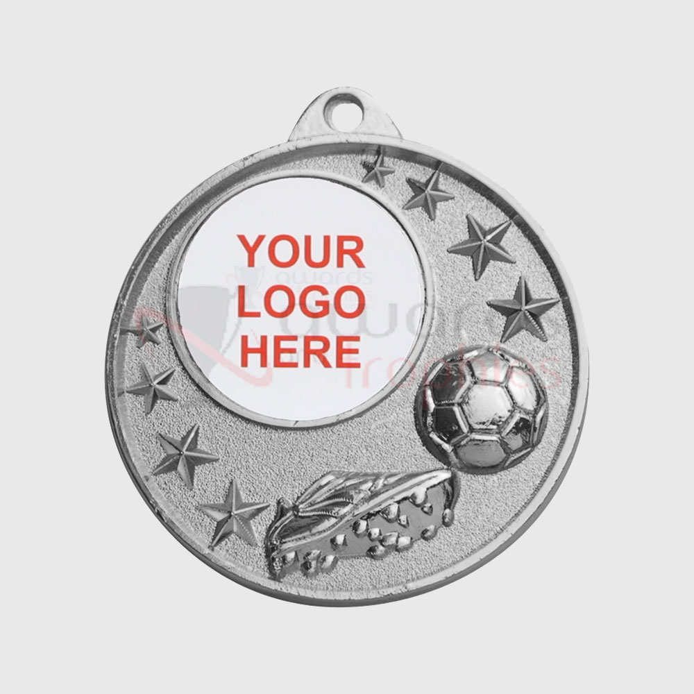 Soccer Logo Starry Medal Silver 50mm