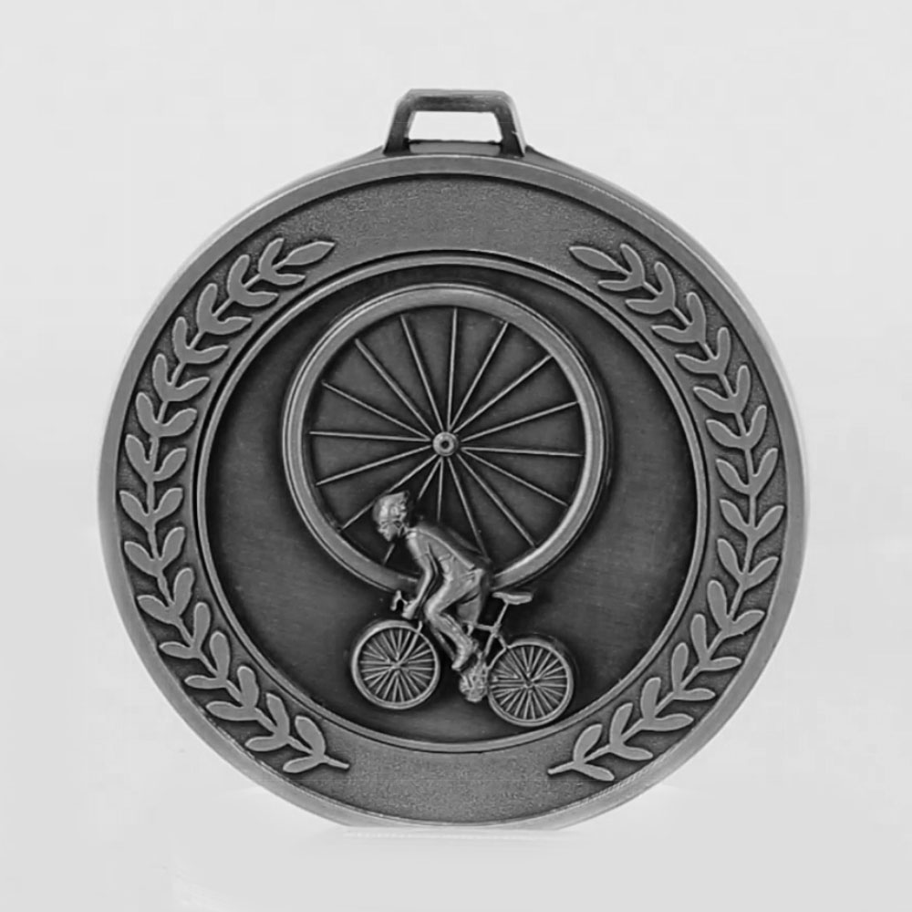 Heavyweight Cycling Medal 70mm Silver