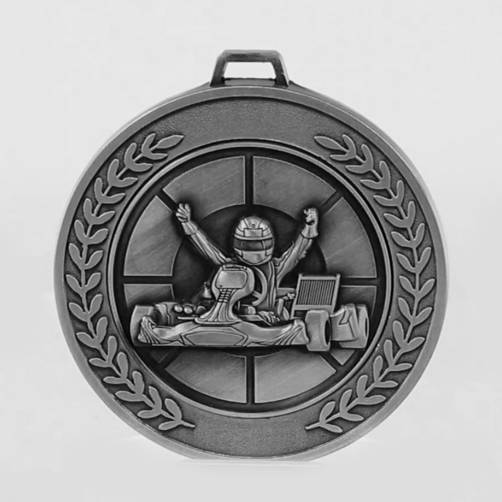 Heavyweight Go Kart Medal 70mm Silver