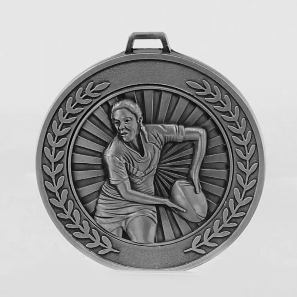 Heavyweight Rugby Female Medal 70mm Silver