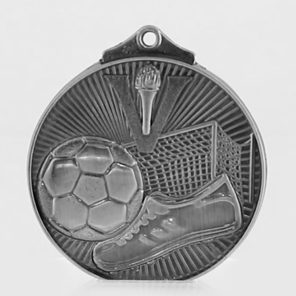 Embossed Soccer Medal 52mm Silver 