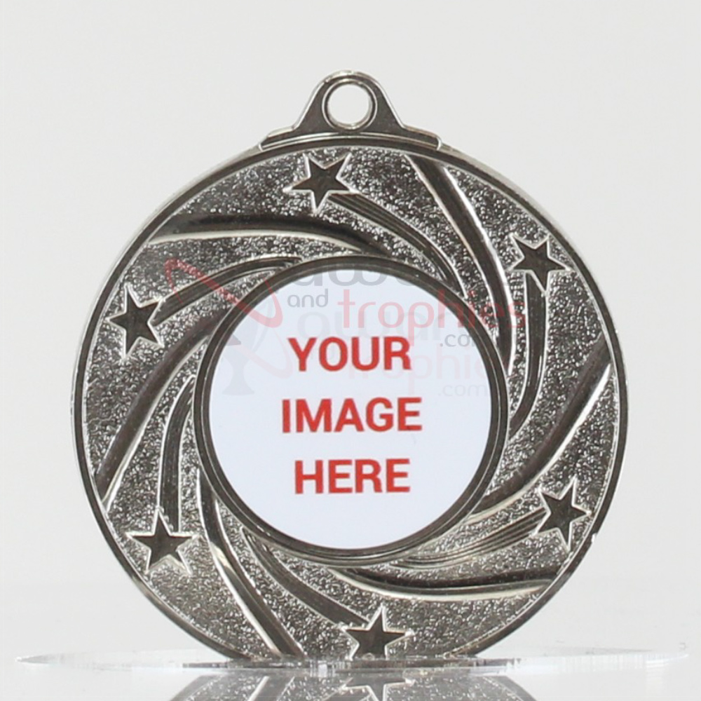 Shiny Galaxy Personalised Medal 50mm Silver 