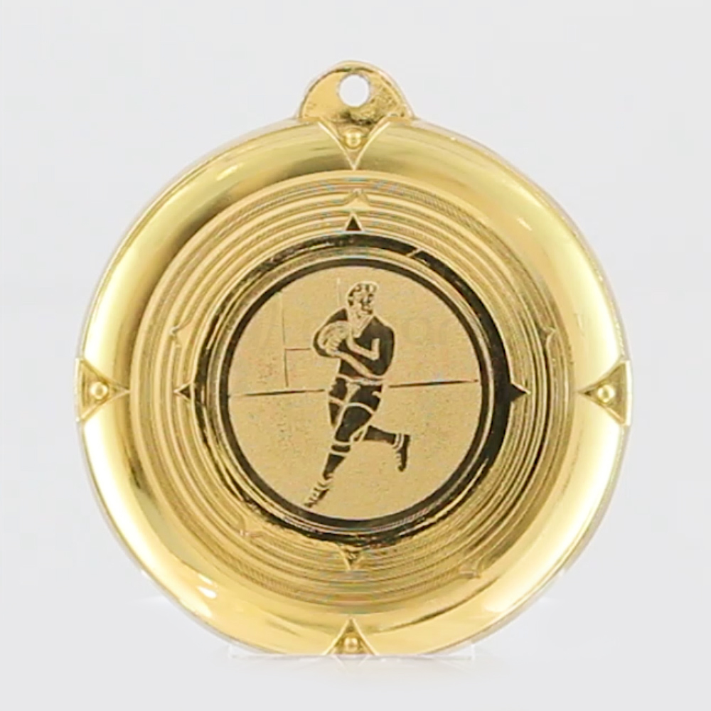 Deluxe Rugby Medal 50mm Gold