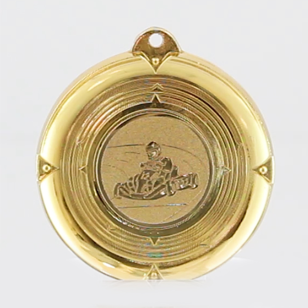Deluxe Go Karting Medal 50mm Gold