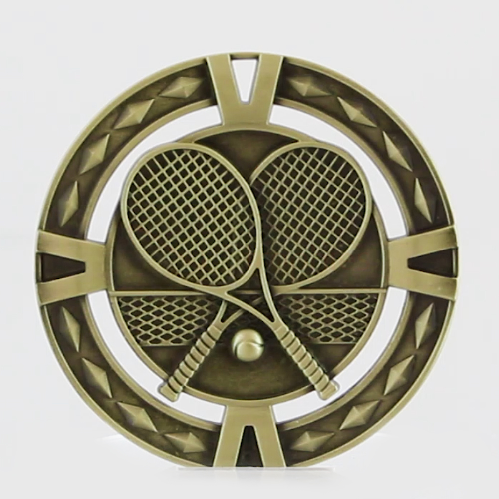 Cutout Tennis Medal 60mm  Gold