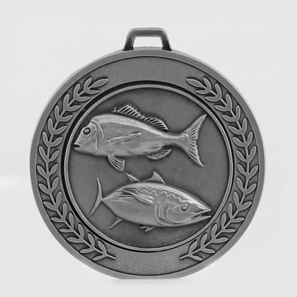 Heavyweight Fishing Medal 70mm Silver