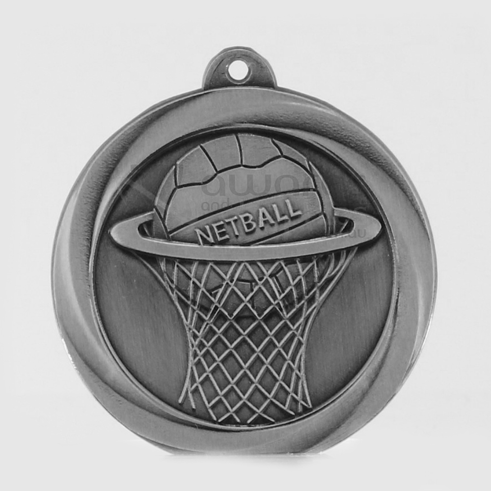 Econo Netball Medal 50mm Silver